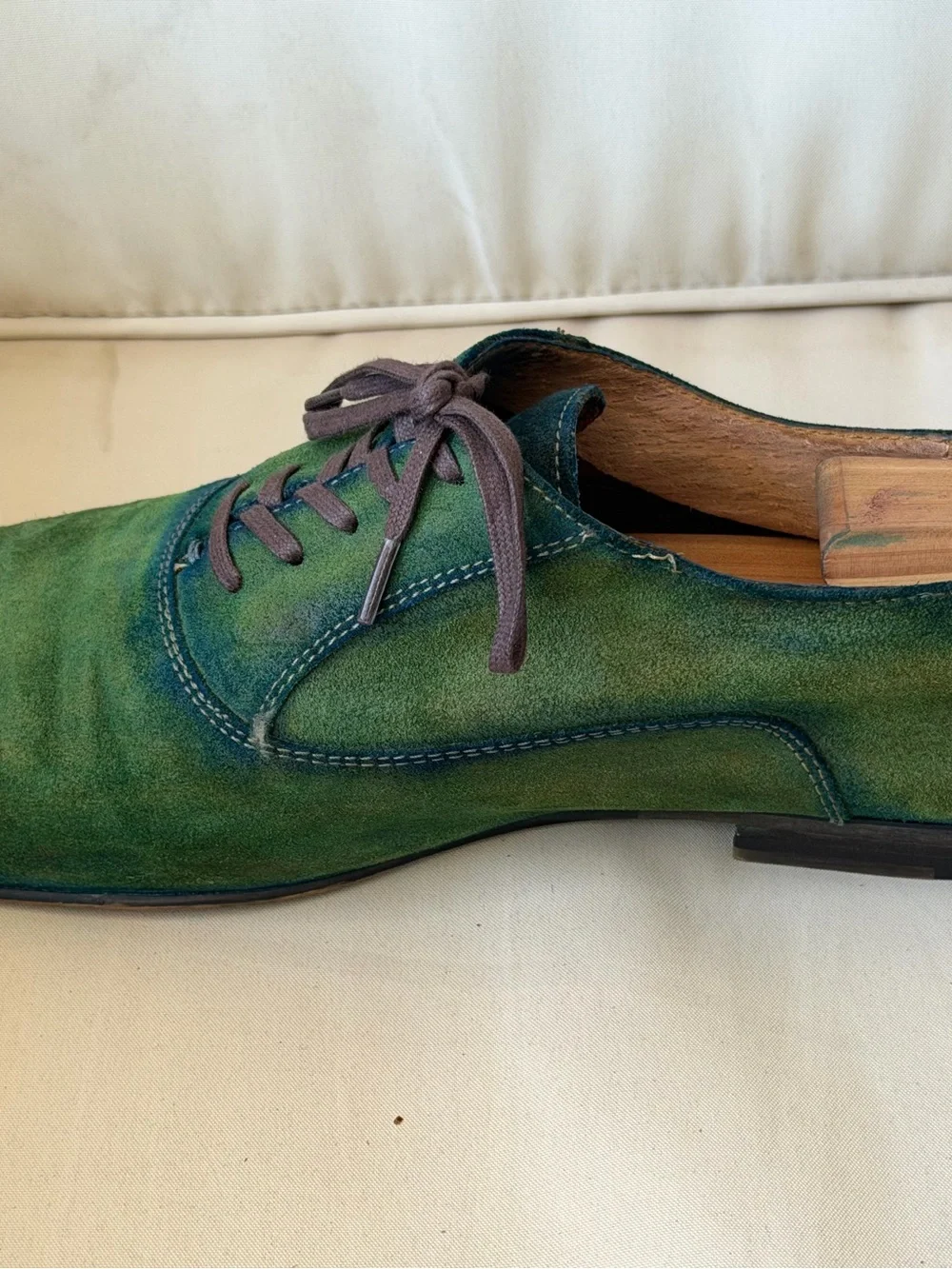 Hand-Finished Green Patina Suede Derby | ALDO | 1 of 1 | Size 9
